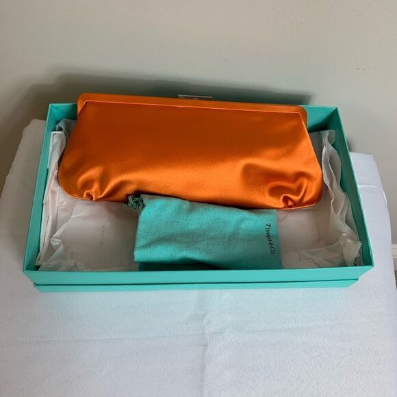 Tiffany & Co. Holly Satin Clutch - Tangerine - EUC - Picture 9 of 13